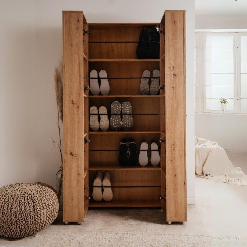 Scarpiera ingresso slim 2 ante "Lugo" in legno 5 scomparti salvaspazio - MondoViro