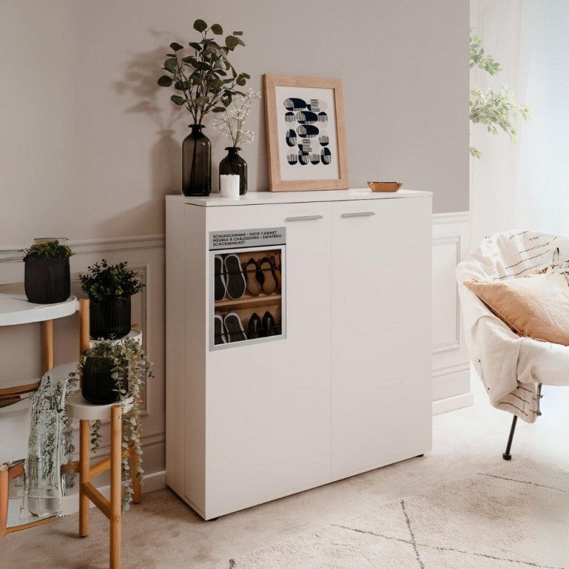 "Satos" space-saving 2-door low shoe rack with 8 shelves for the living room