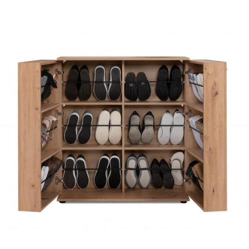 "Satos" space-saving 2-door low shoe rack with 8 shelves for the living room