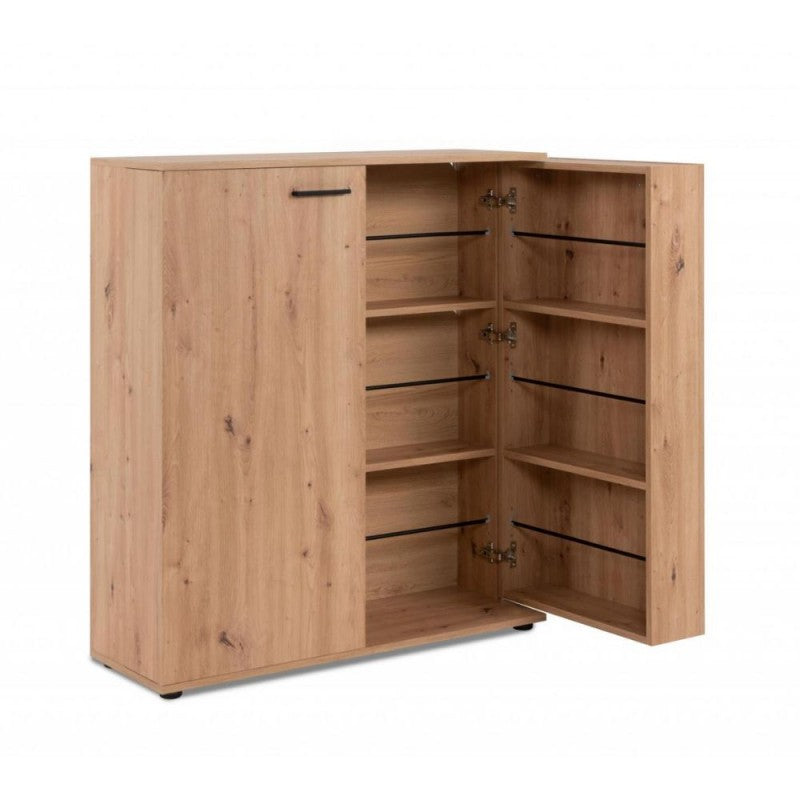 "Satos" space-saving 2-door low shoe rack with 8 shelves for the living room