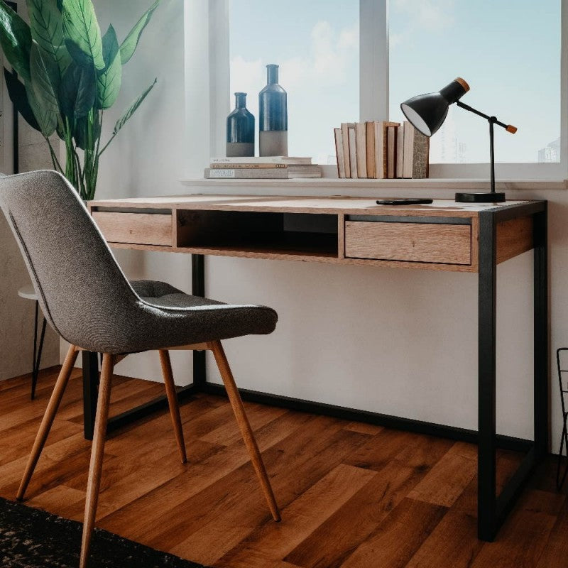 Modern desk "Denver" oak and anthracite with 2 drawers and 1 open compartment cm 120x60 75h