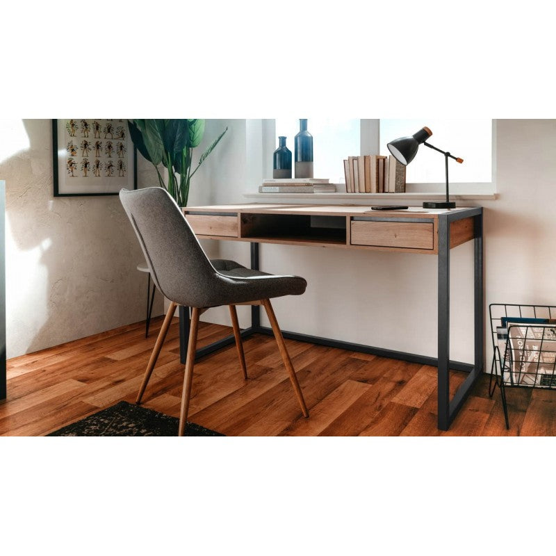 Modern desk "Denver" oak and anthracite with 2 drawers and 1 open compartment cm 120x60 75h