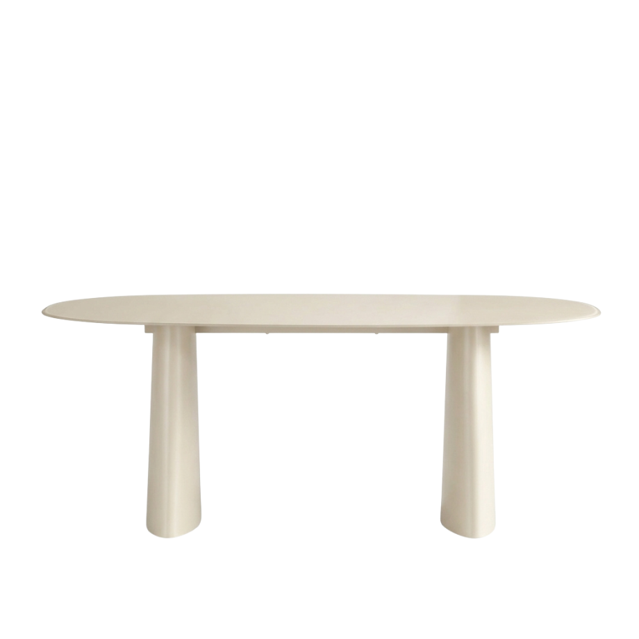 Tavolo fisso di design "Anuel" in vetro opaco e base scultorea in MDF cm 220x110 76h