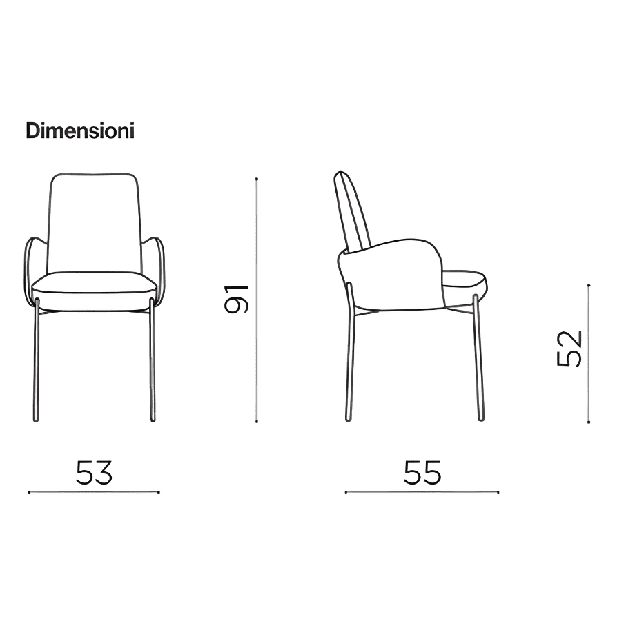 Set di sedie da pranzo "Eterna" in tessuto imbottite cm 55x53 91h - MondoViro