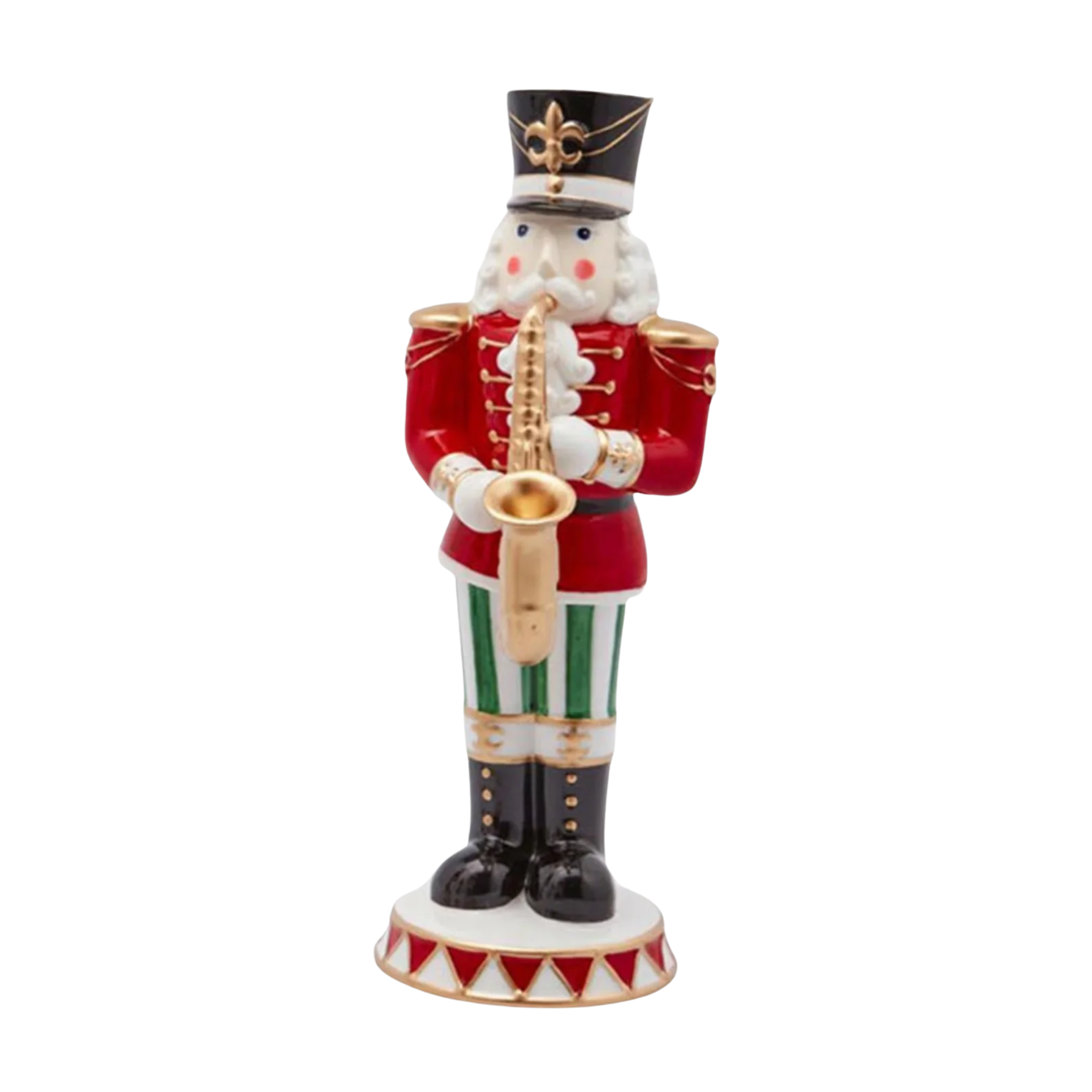 Decorative porcelain figurine of a nutcracker soldier, Christmas decoration for interiors, 29 cm high.