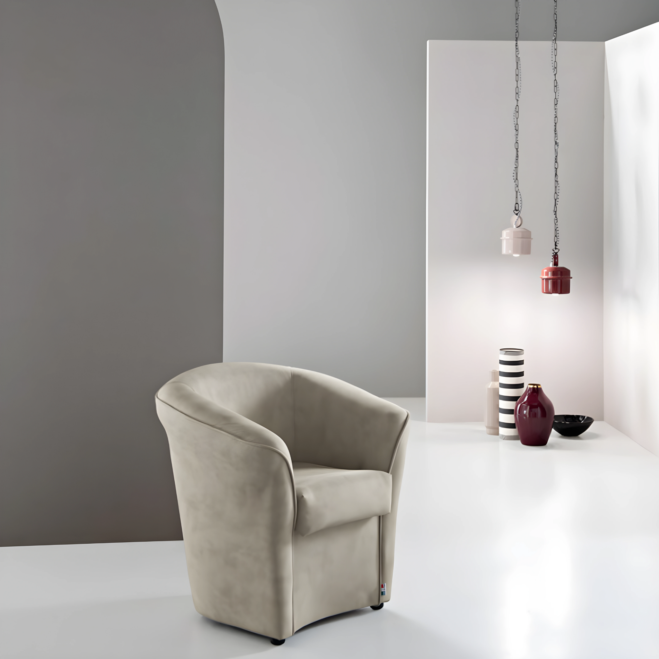 Modern "Dallas" nubuck leather living room armchair, 70x67 cm, 76h