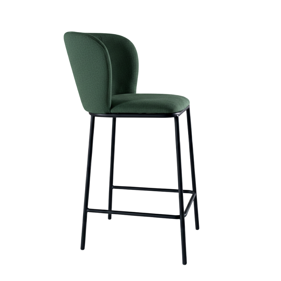 Set of fixed "Riva" stools with a soft and welcoming design in fabric, 58x52 cm, 95h