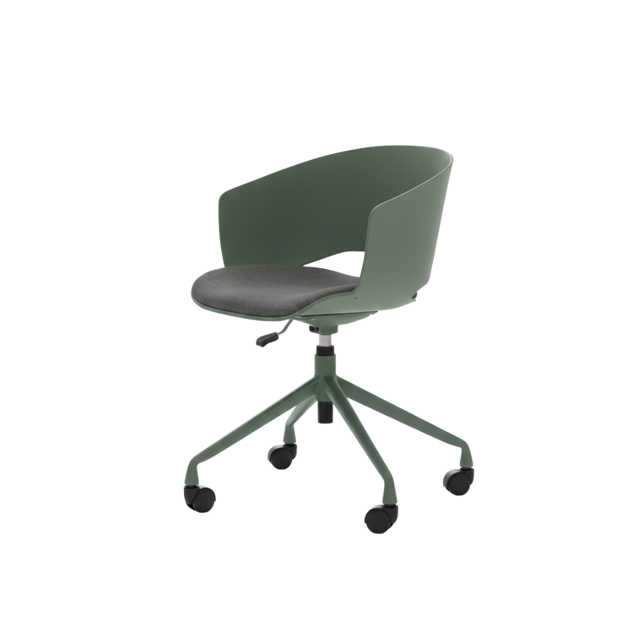 Sedia girevole "Elite" con seduta in polipropilene ed imbottitura in tessuto cm 60x53 80/86h