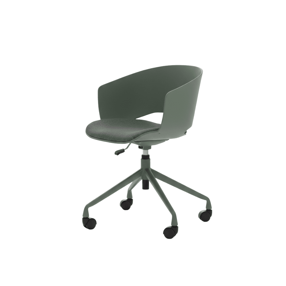 Sedia girevole "Elite" con seduta in polipropilene ed imbottitura in tessuto cm 60x53 80/86h - MondoViro