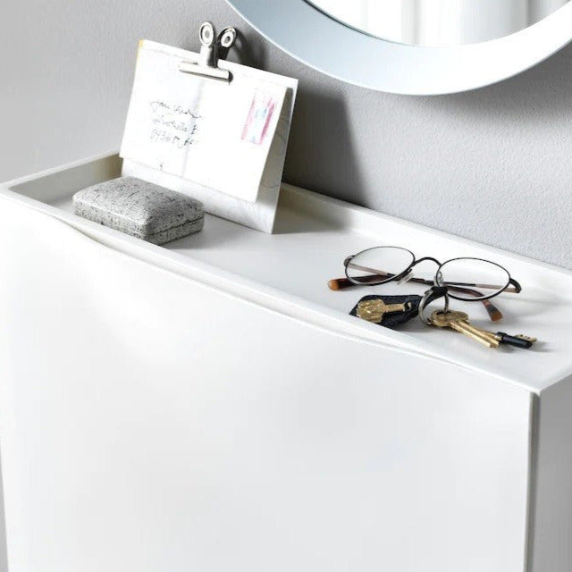 Scarpiera modulare sottile in plastica bianca impilabile cm 51x17 40h