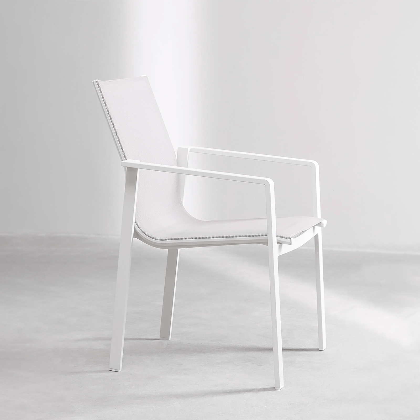 Sedia in alluminio Alu White poltrona con seduta in tessuto da giardino