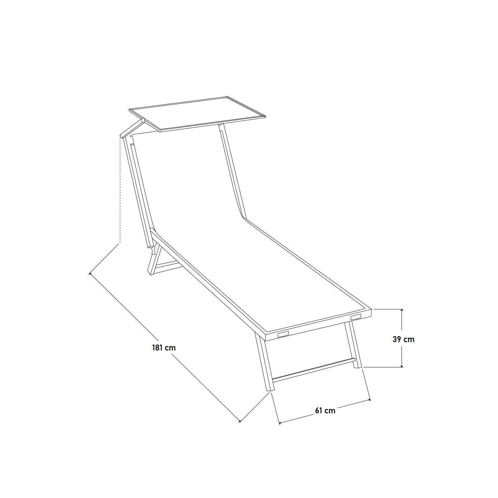 Sdraio prendisole Palapas ecrù in alluminio con parasole cm 181x61 39h