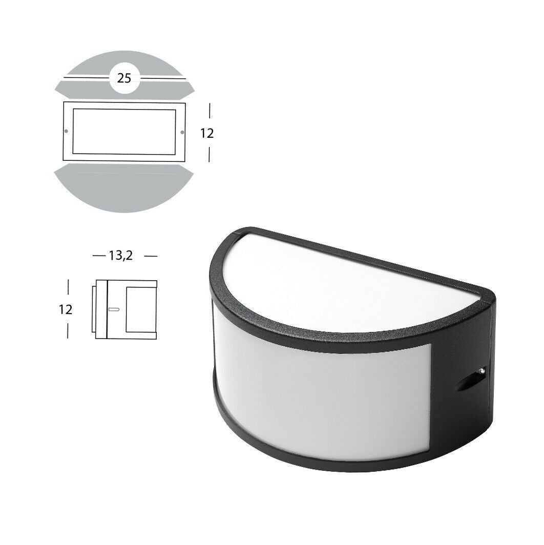 Lampada plafoniera da giardino Mezzaluna in alluminio cm 23x13,5 12h