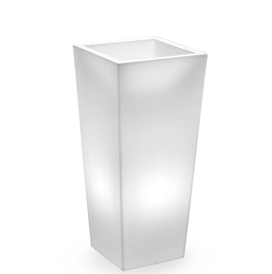 Fioriera alta in resina con luce led cm 33x33 70h