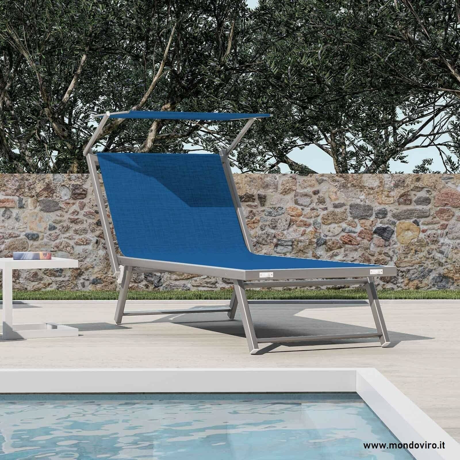 Lettino sdraio prendisole Palapas da spiaggia in alluminio cm 181x61 39h