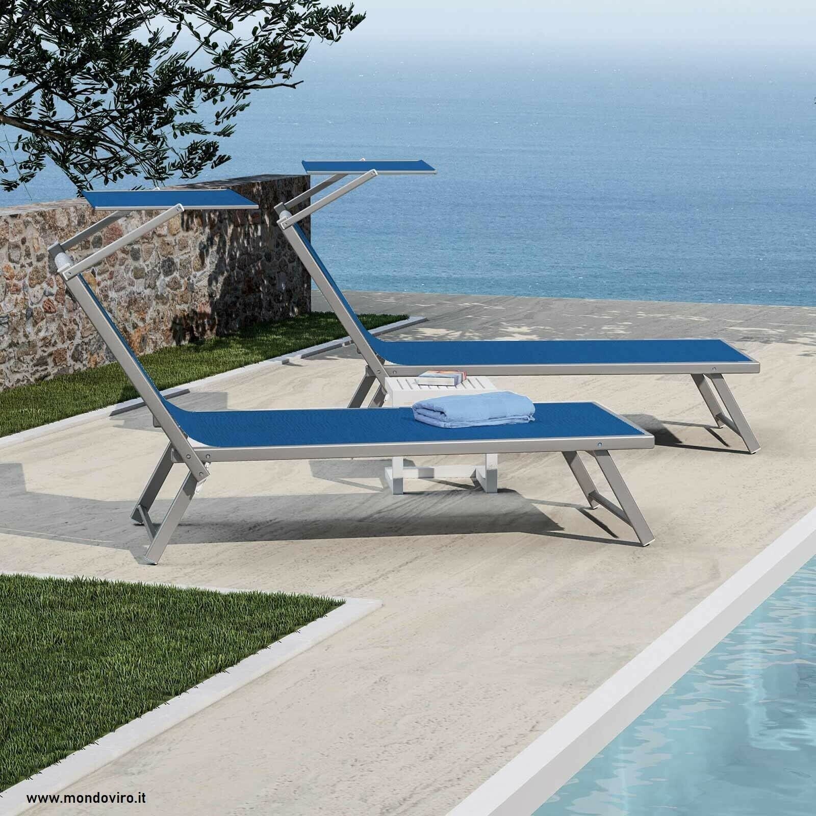 Lettino sdraio prendisole Palapas da spiaggia in alluminio cm 181x61 39h