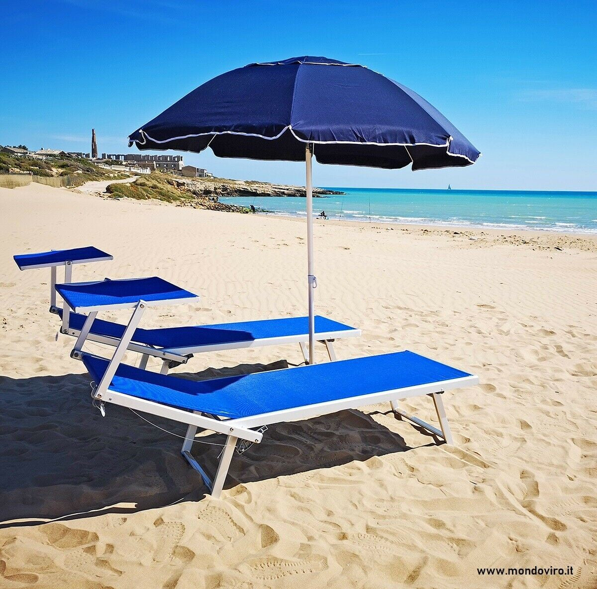 Lettino sdraio prendisole Palapas da spiaggia in alluminio cm 181x61 39h