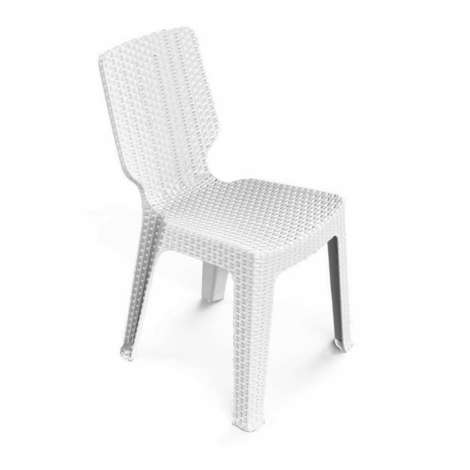 Sedia da pranzo bianca T-Chair in resina rattan per giardino