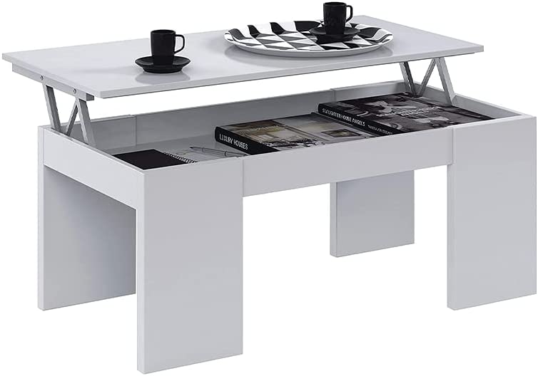 Tavolino da soggiorno per caffè con contenitore e piano rialzabile cm 100x45 48h