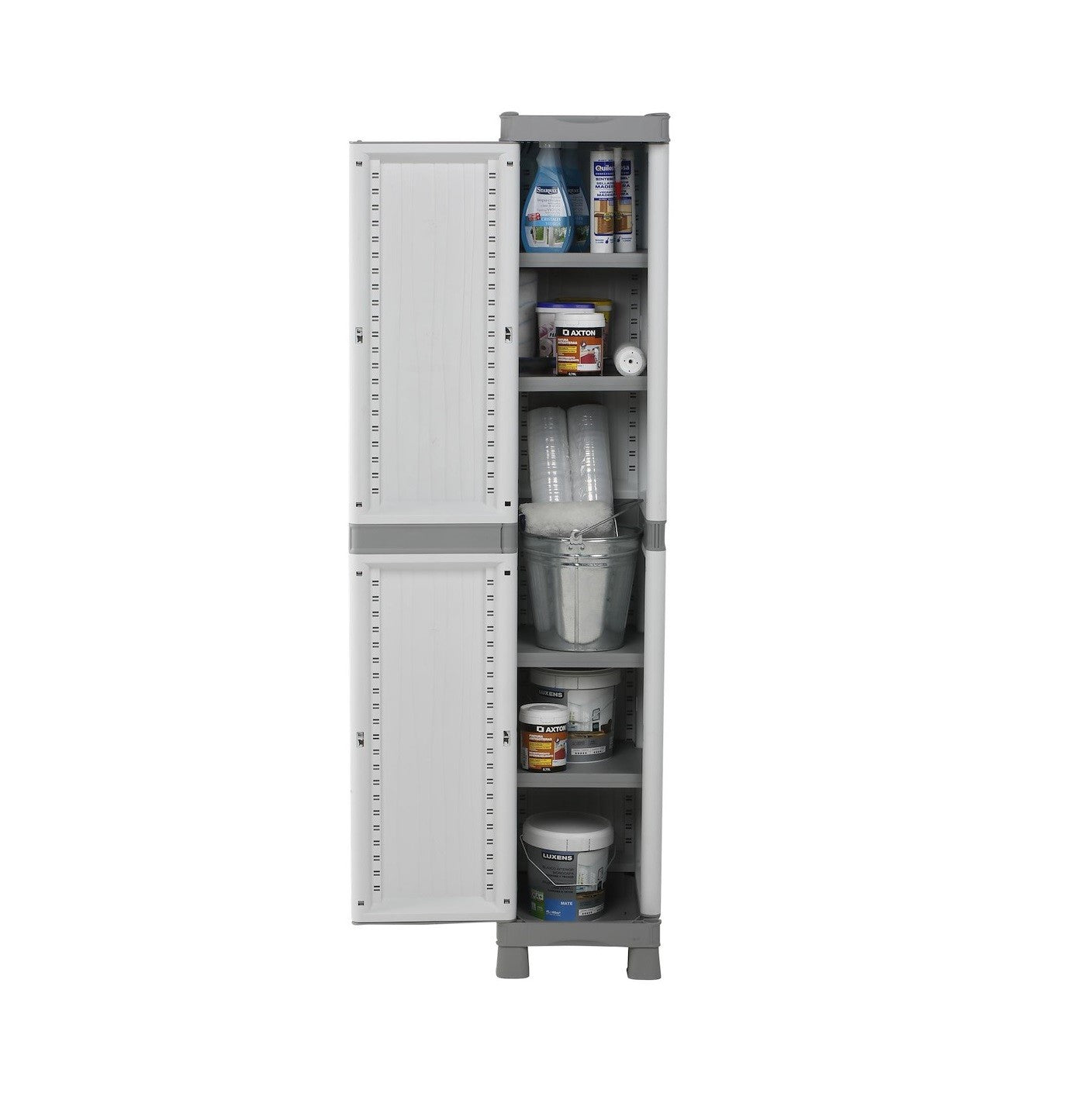 Armadio in resina terry Wawe antiurto 1 anta 5 ripiani piedini rialzati cm 35x44 181h