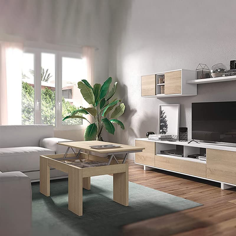 Tavolino da soggiorno per caffè con contenitore e piano rialzabile cm 100x45 48h