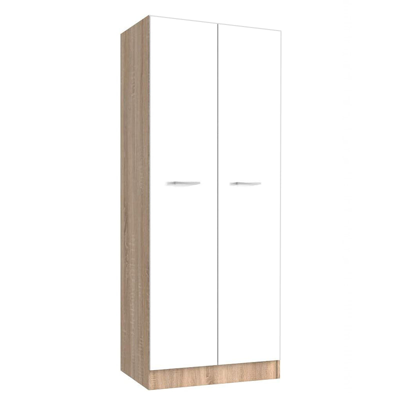 Armadio guardaroba in legno rovere e bianco a 2 ante con appendiabiti cm 71x51,5 h181