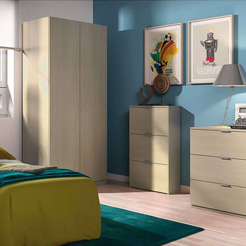 Armadio guardaroba in legno rovere a due ante con appendiabiti cm 81x52 h180