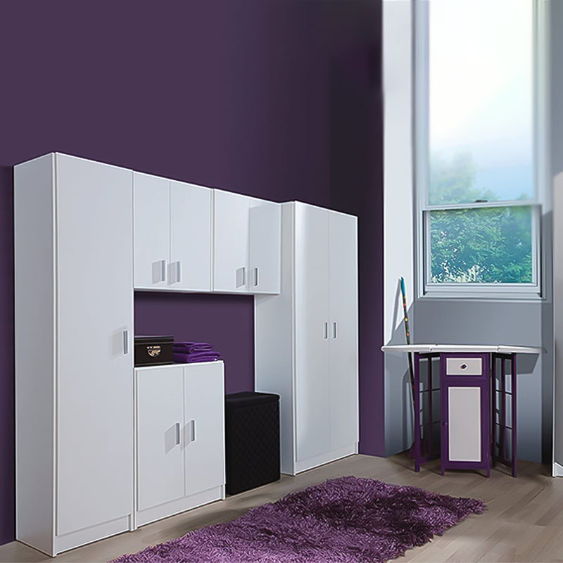 Armadio bianco in legno con pensile 2 ante e 2 ripiani l 59 x h 60 cm