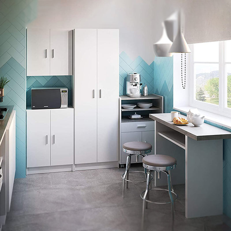 Armadio bianco in legno con pensile 2 ante e 2 ripiani l 59 x h 60 cm