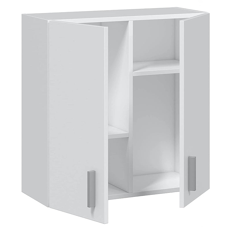 Armadio bianco in legno con pensile 2 ante e 2 ripiani l 59 x h 60 cm