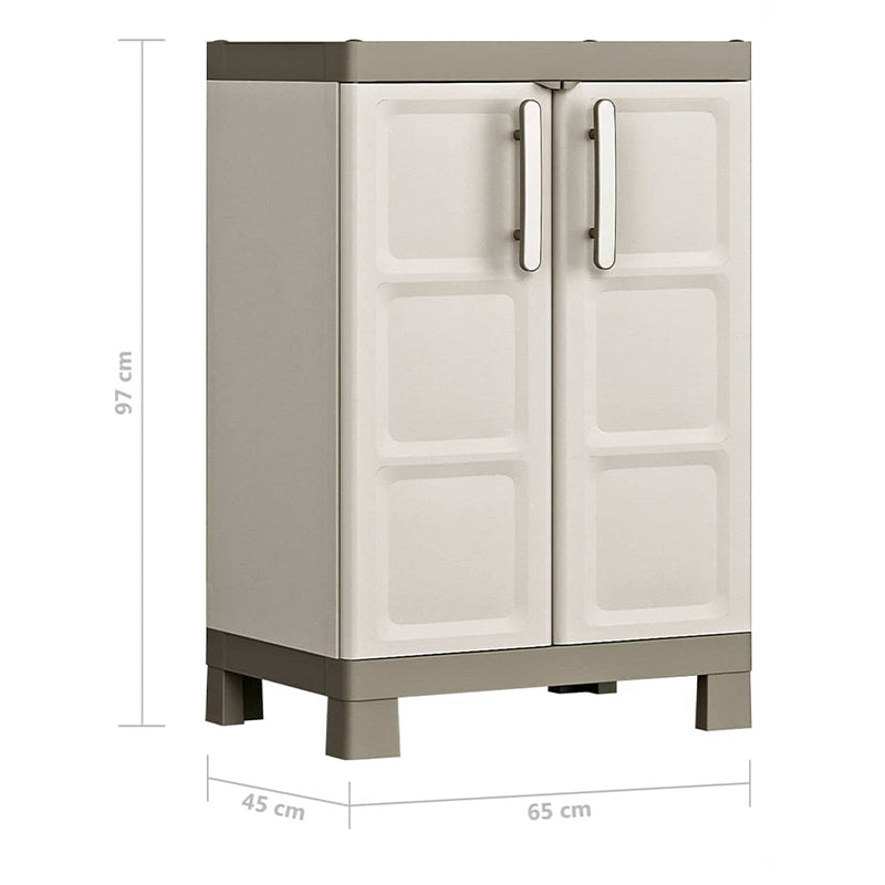 Armadio porta oggetti e scope a 2 ante con ripiani interni e piedini rialzati