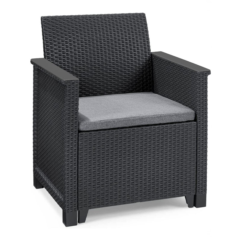 Salotto per esterno Penelope in resina divano poltrone e tavolino da giardino