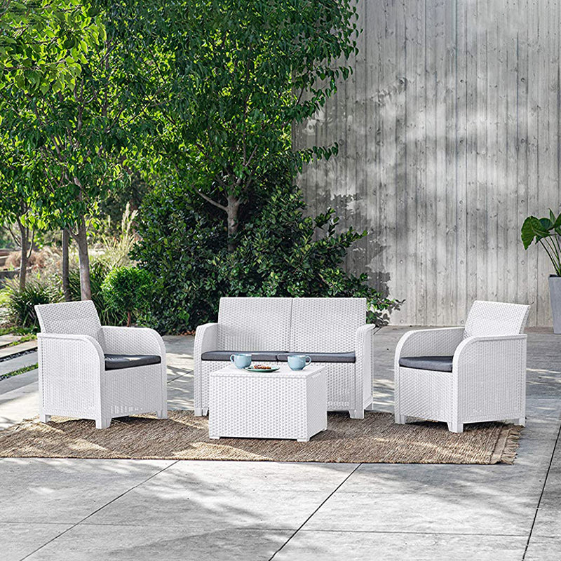 Salotto set Rattan Rosalie divano poltrone e tavolino contenitore per giardino