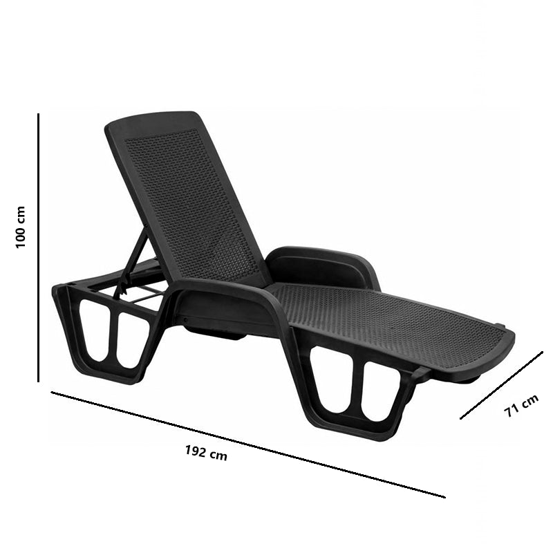 Lettino prendisole in resina con schienale reclinabile per piscina e giardino
