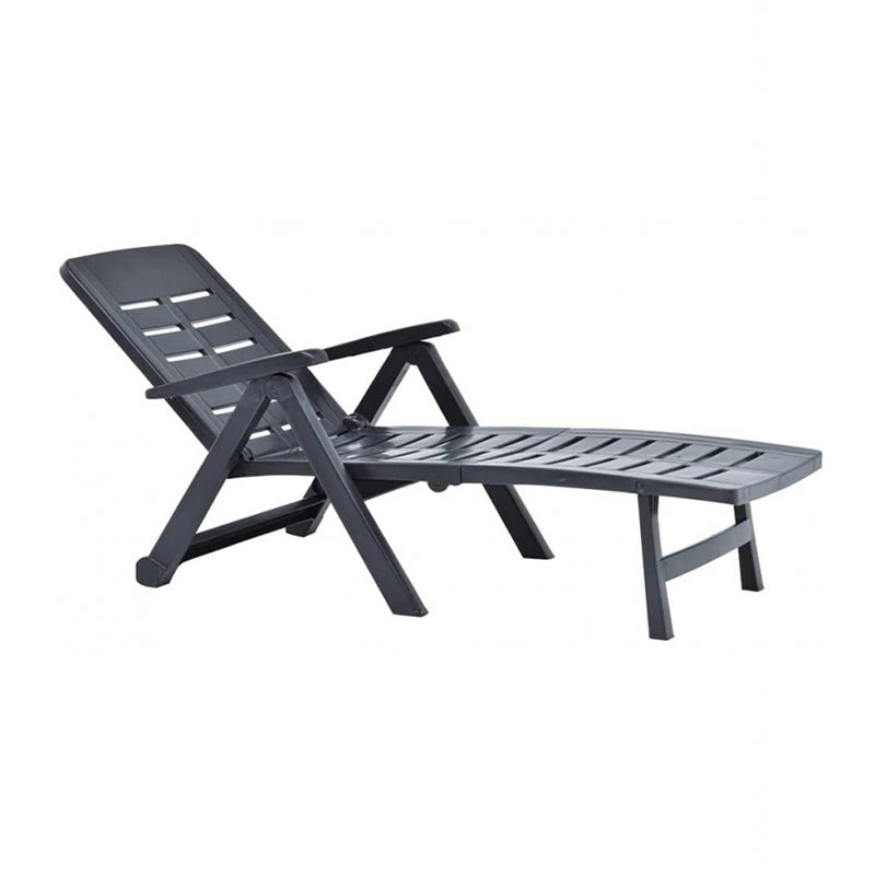 Lettino prendisole in resina con schienale reclinabile per piscina e giardino