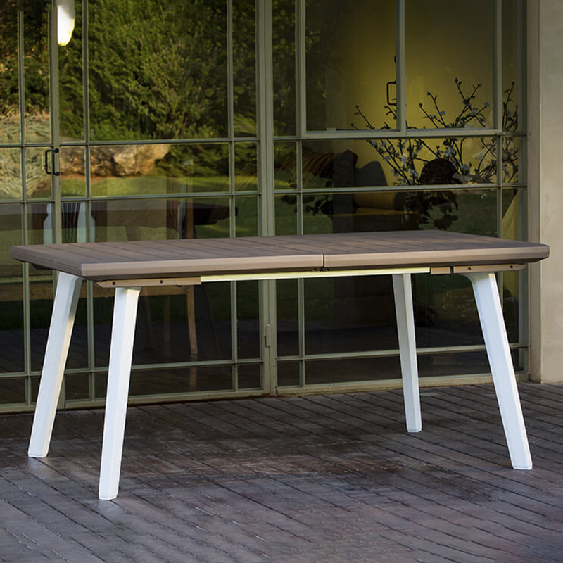 Tavolo da esterno estensibile in resina rettangolare Harmony con doghe effetto legno cm 241x100 76h