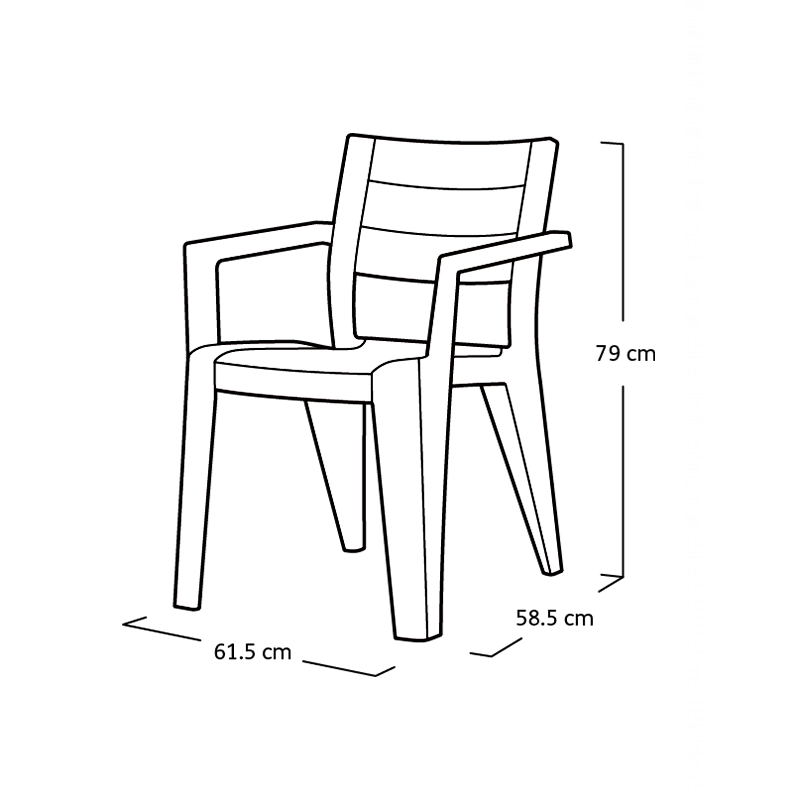 Sedia da pranzo Julie poltrona in resina con braccioli per giardino