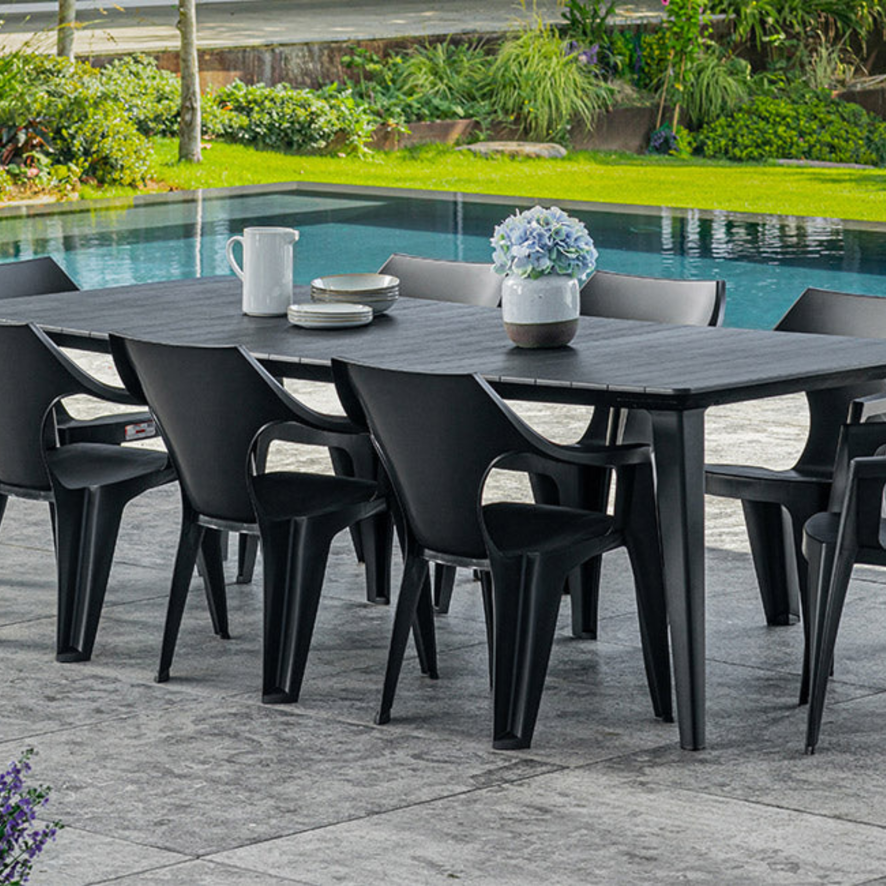 Tavolo in resina Lima da esterno 8 posti effetto legno per giardino cm 235x98 74h