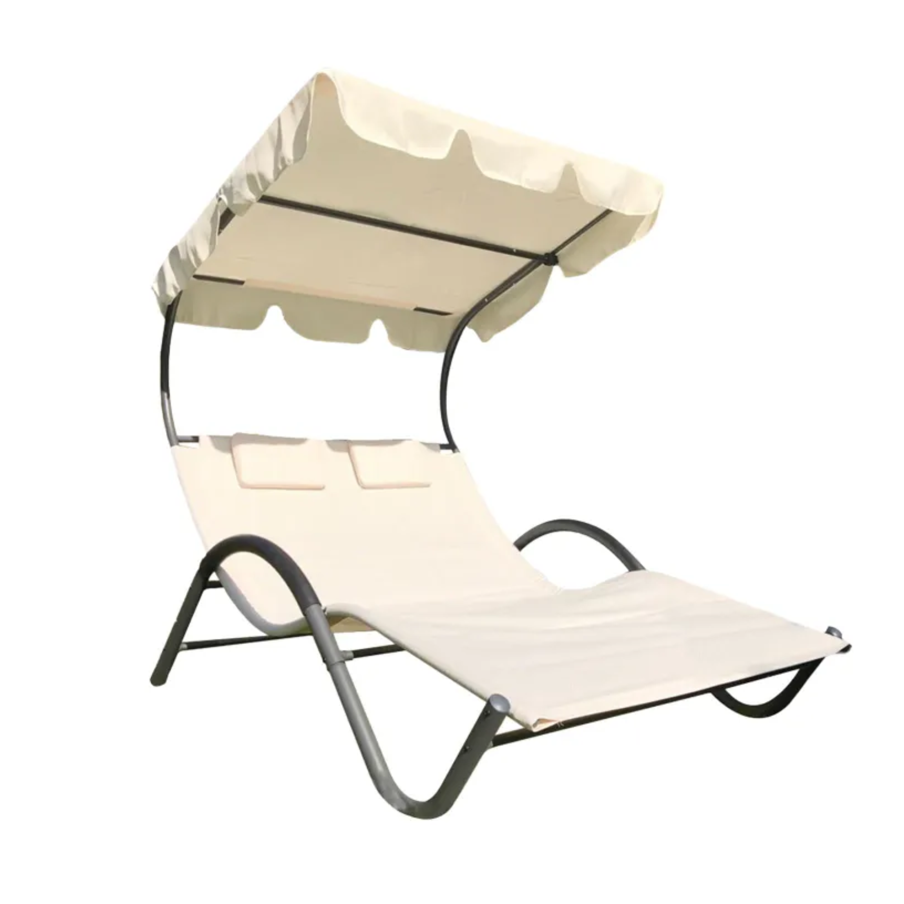 Lettino prendisole matrimoniale in acciaio e textilene tettuccio parasole orientabile Garden Sun 205x138x150 cm