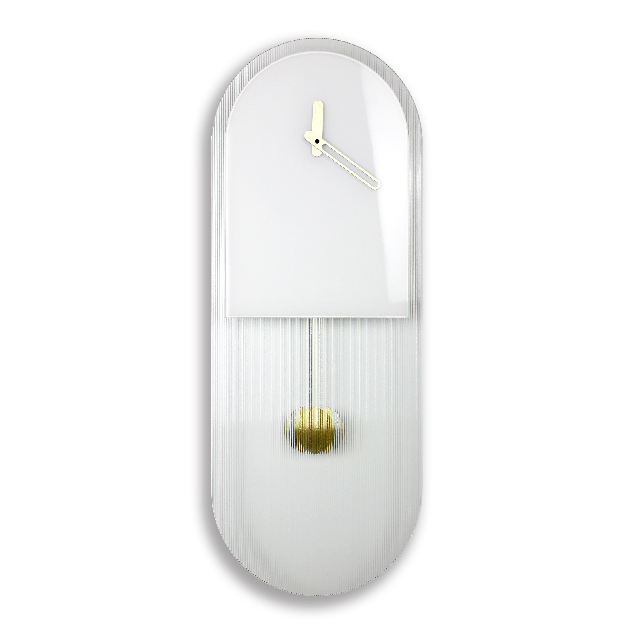 "Paris" designer pendulum clock in ribbed glass