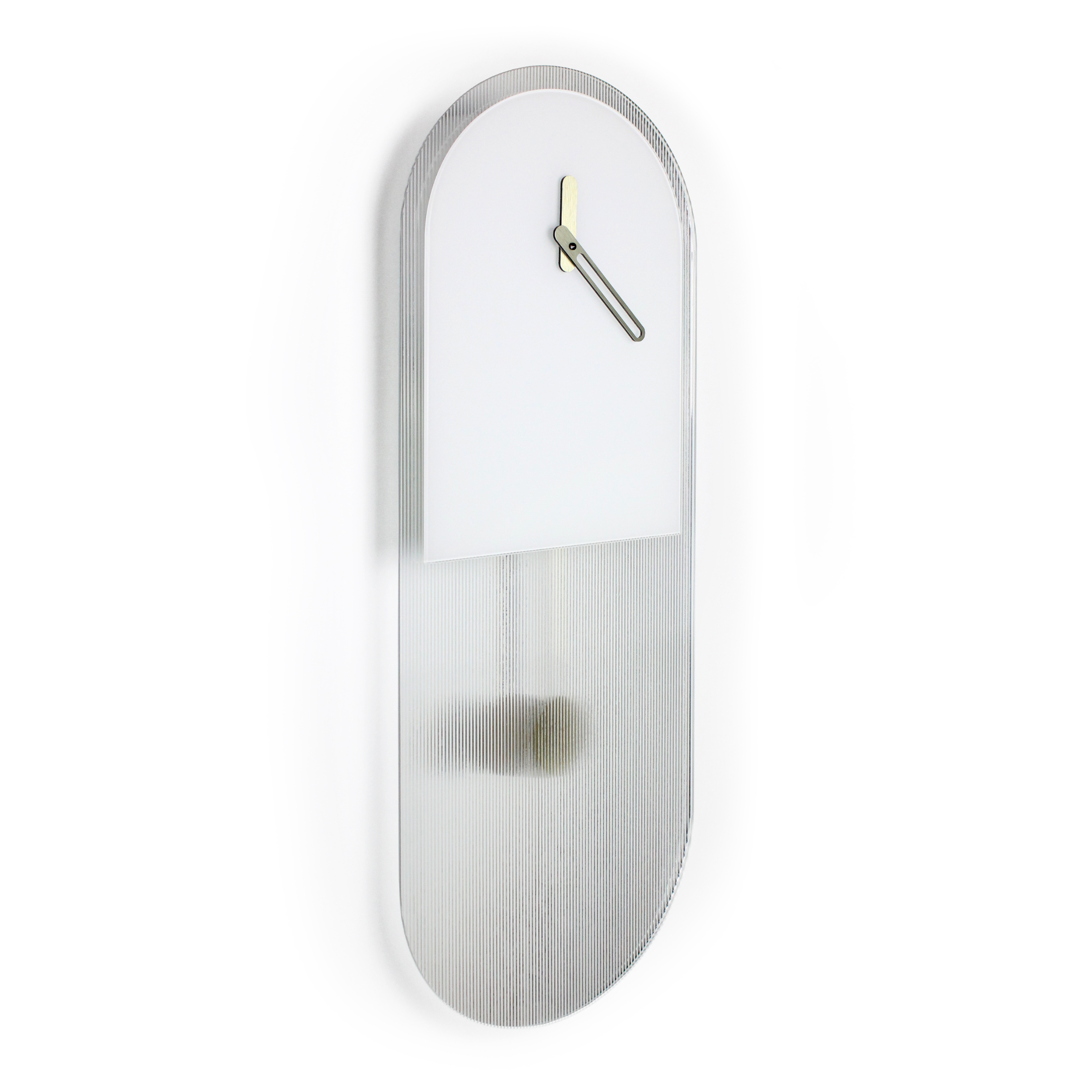 "Paris" designer pendulum clock in ribbed glass