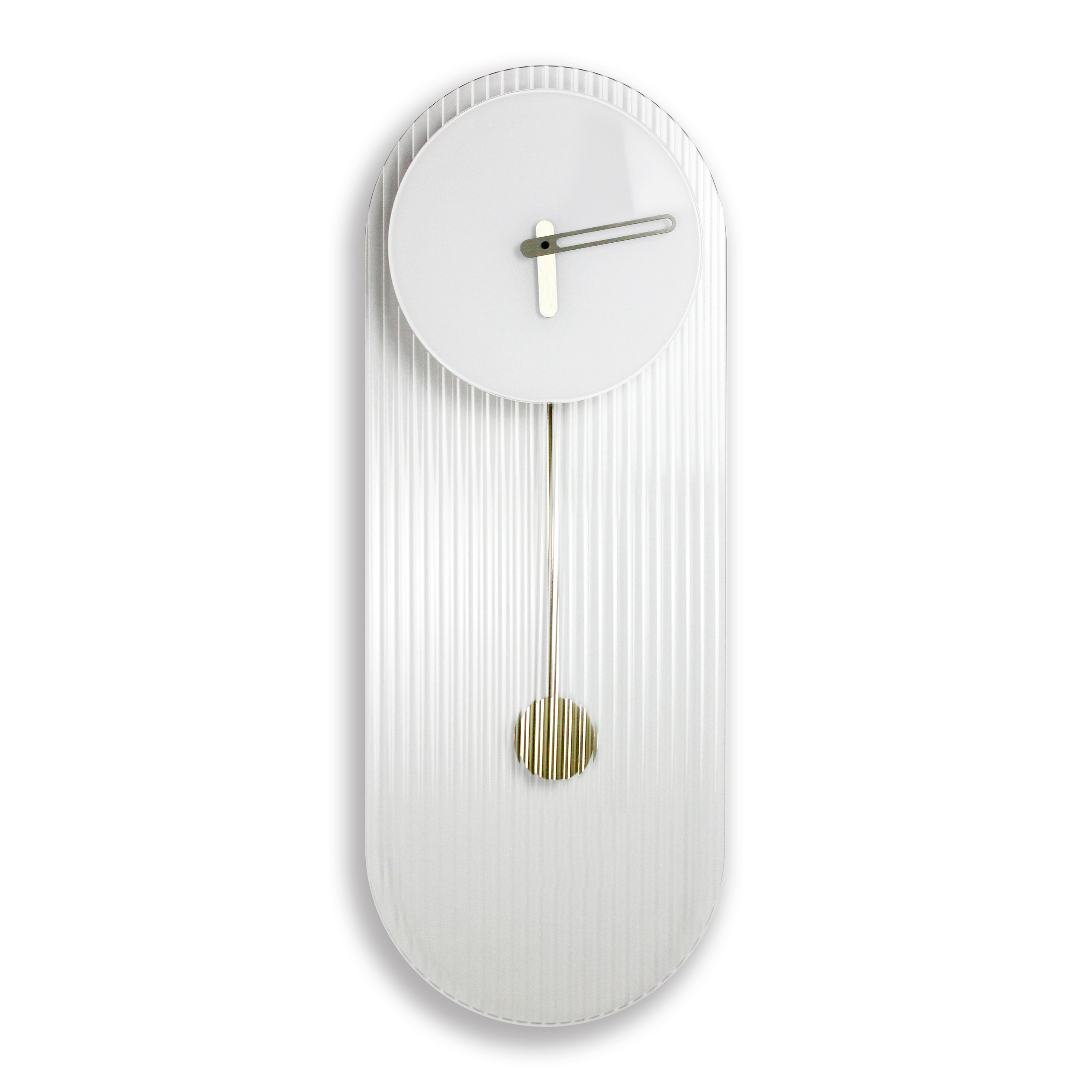 "Florence" designer pendulum clock in white glass