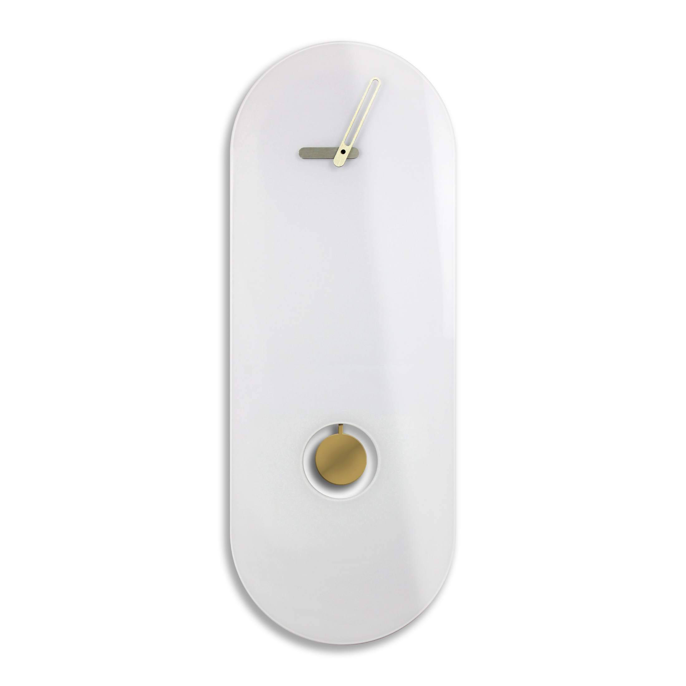 "Ostuni" designer pendulum clock in white glass