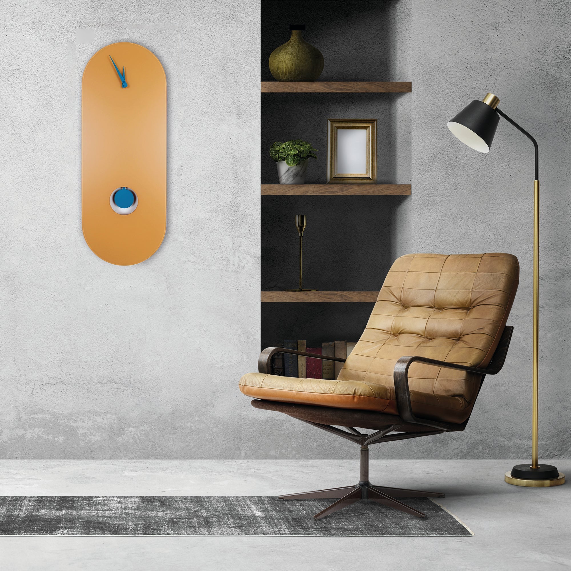 "Marrakech" designer pendulum clock in frosted glass