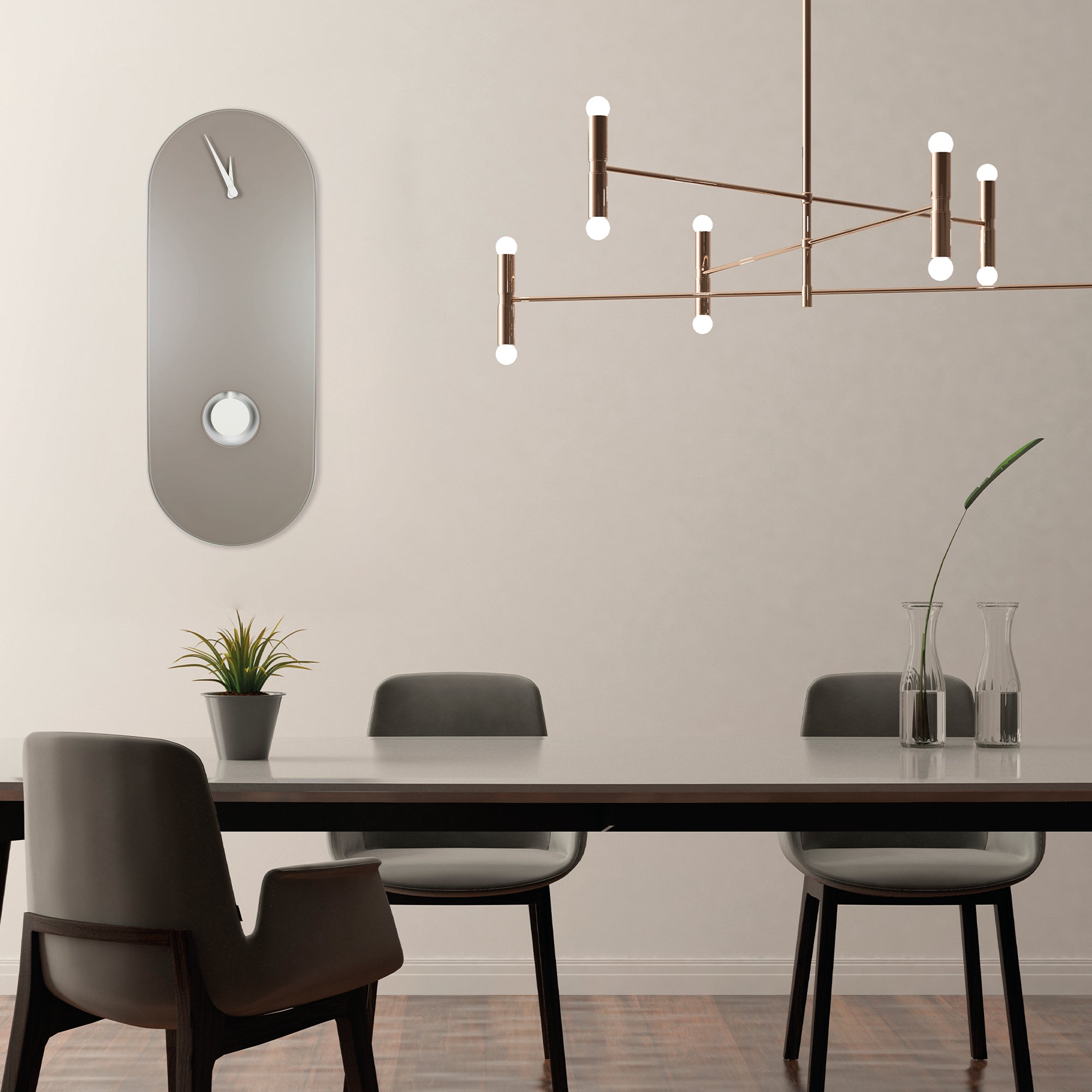 "Berlin" designer pendulum clock in satin glass