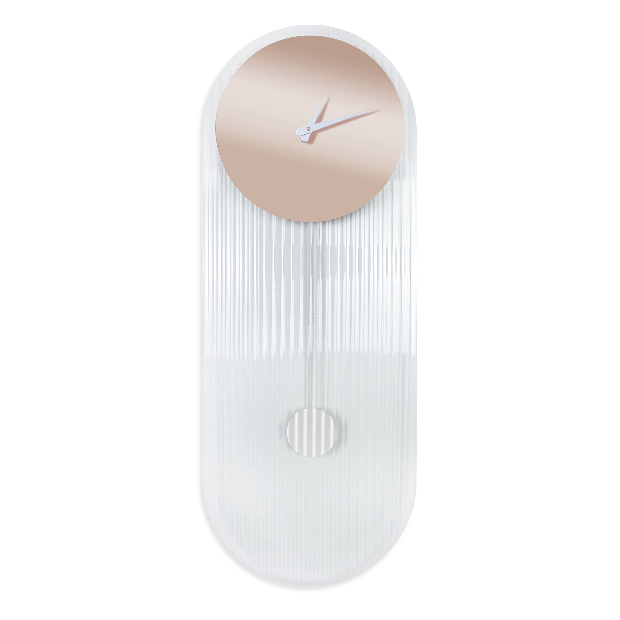 "London" designer pendulum clock with ribbed glass and rose mirror