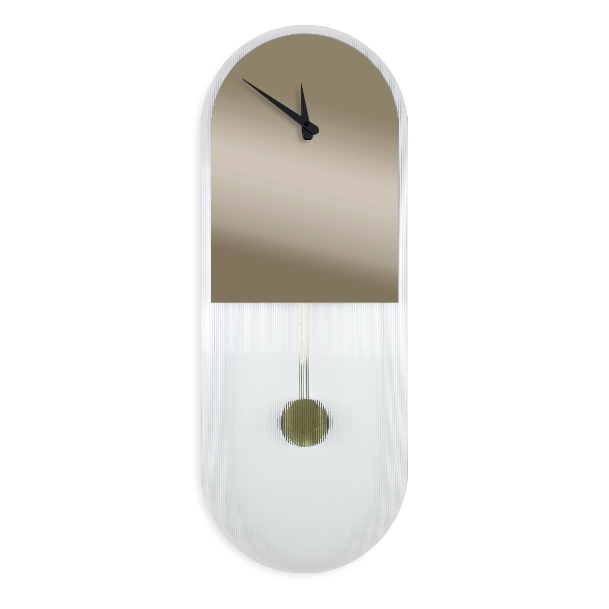 Modern "Verona" design pendulum clock in ribbed glass