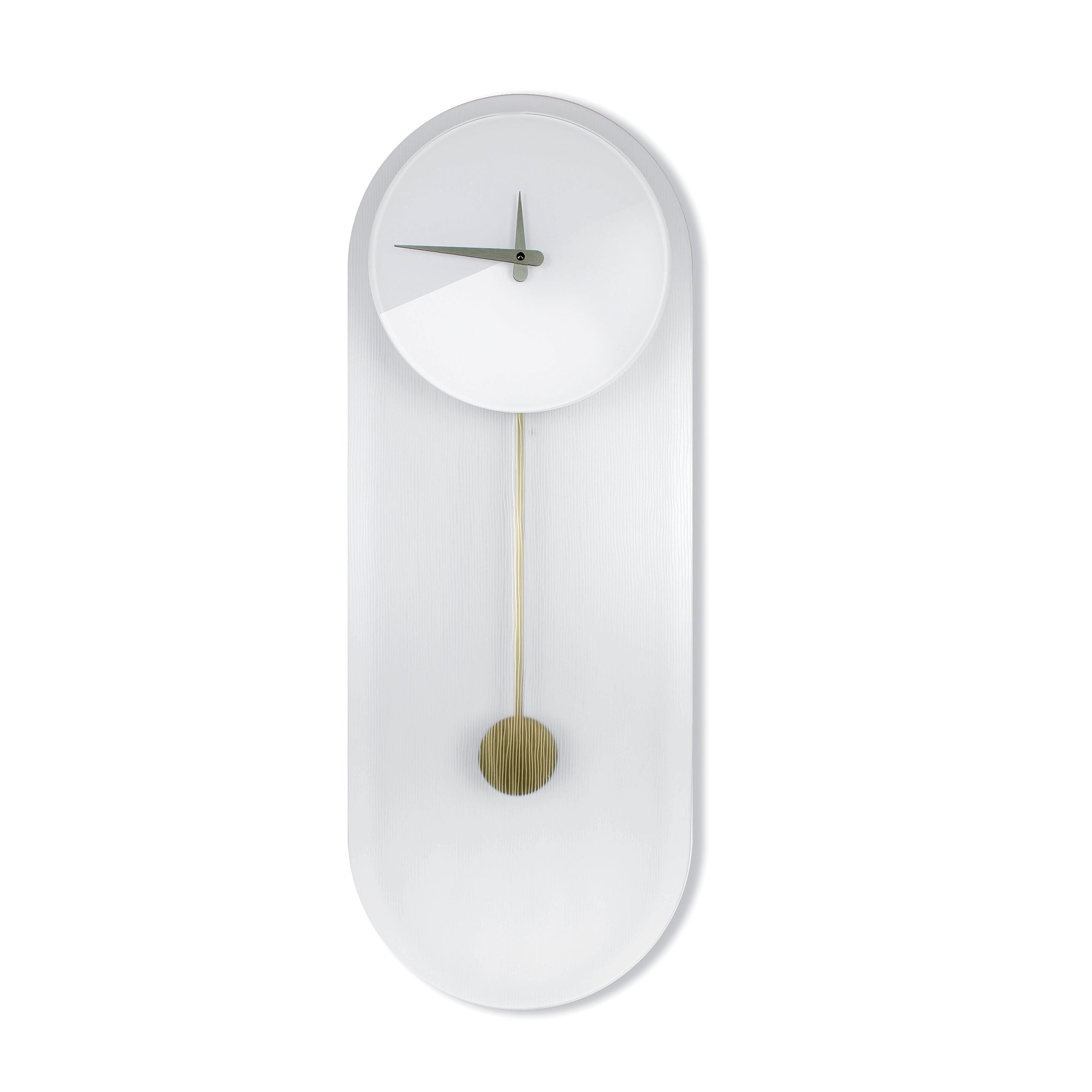 "Helsinki" designer pendulum clock in striated satin glass