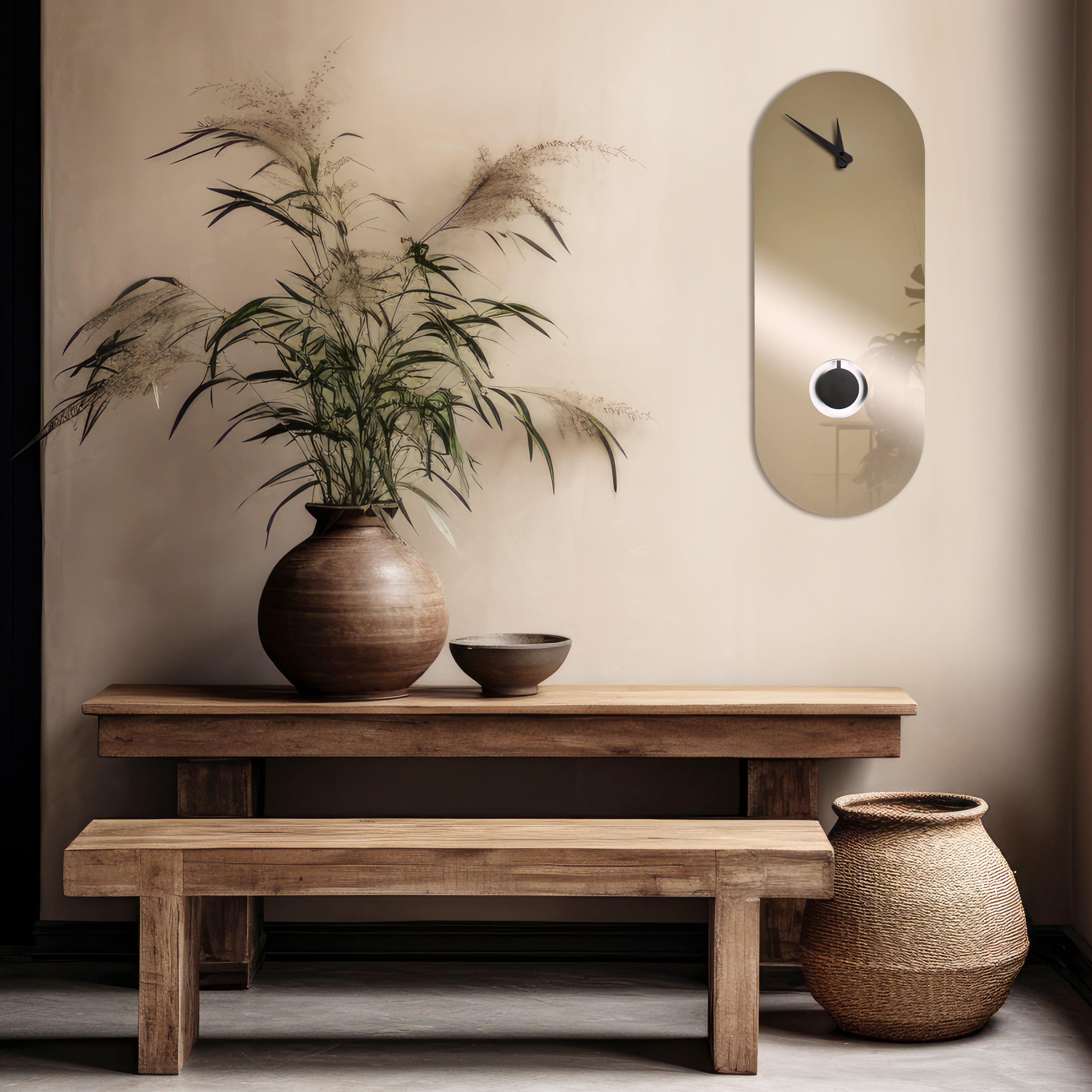 "Roma" designer pendulum clock with bronze mirror