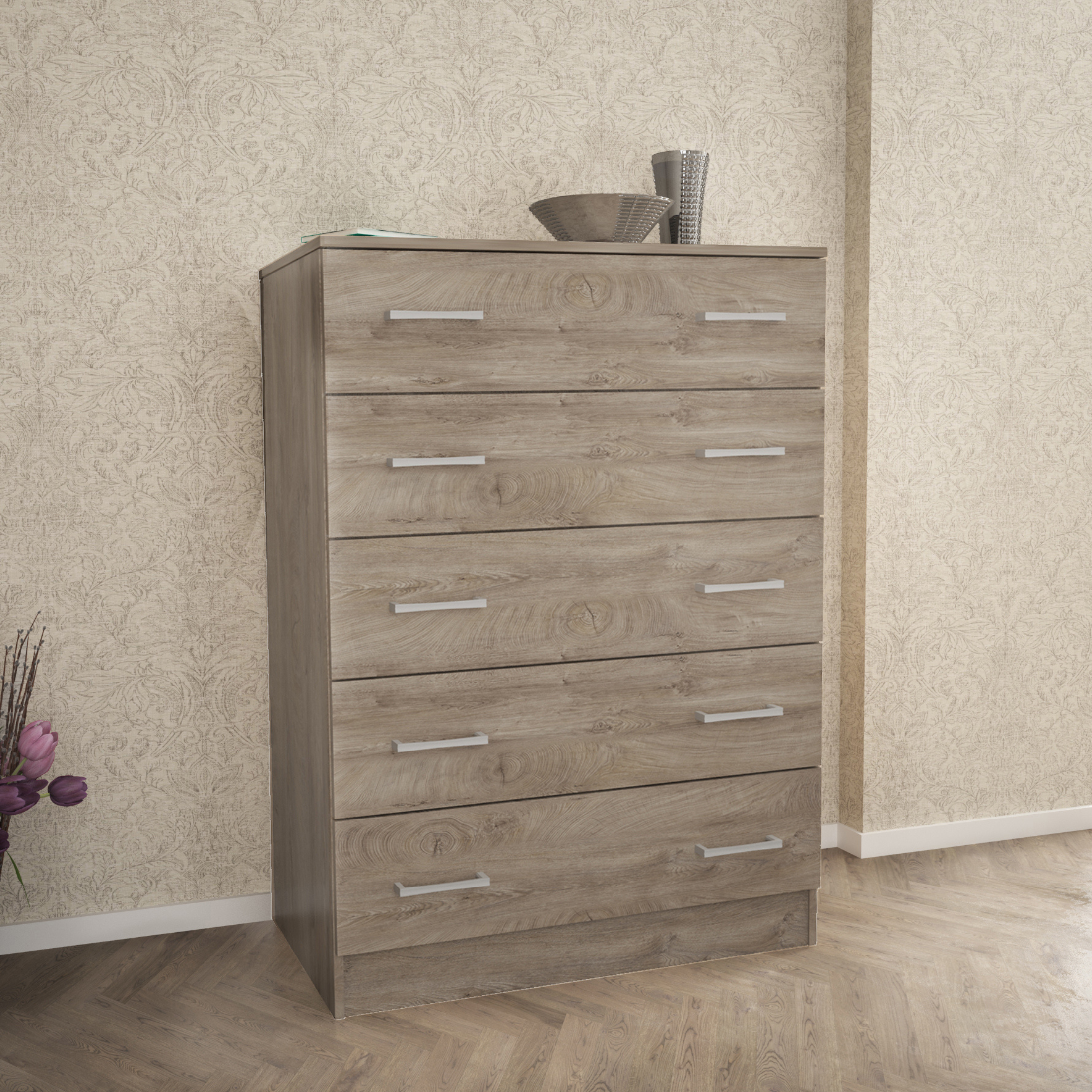 "Random" 5-drawer wooden chest of drawers, 80x45 cm, 111 cm high